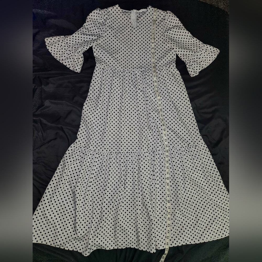SHEIN Black and White Polka Dot Kids Dress